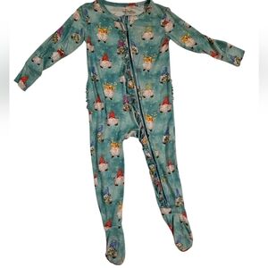 Posh Peanut Girl's Bamboo Ruffle Footie with Zipper, Gnomey